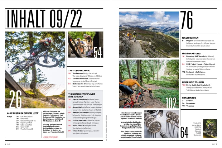 Contents of BIKE issue 09/2022 - read the new BIKE now!