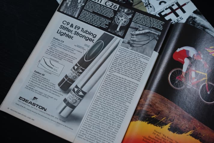 Stiffer, stronger, lighter: The advert for the Easton C9 tubeset from the US magazine Mountain Bike Action from 1989