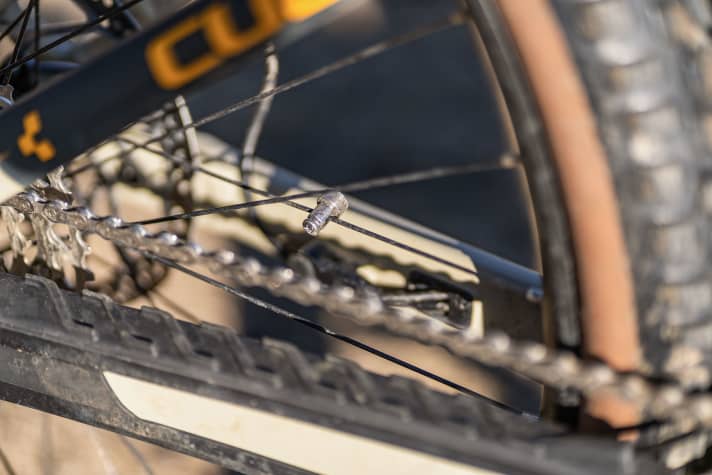 Integration: Endlich steckt auch bei den meisten günstigen Bikes der Magnet für den Speed-Sensor in der hinteren Bremsscheibe. Nur Cube setzt weiterhin auf einen veralteten und anfälligen Speichenmagneten.
