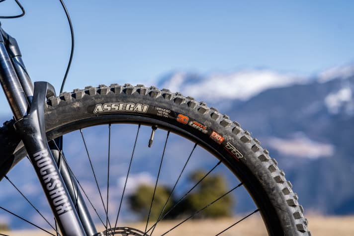 Wide tyres: With the exception of Giant, all bikes are fitted with 2.6 inch tyres. These provide good damping, but are also noticeable in the high wheel weight. This gives Giant a slight advantage in terms of handling.