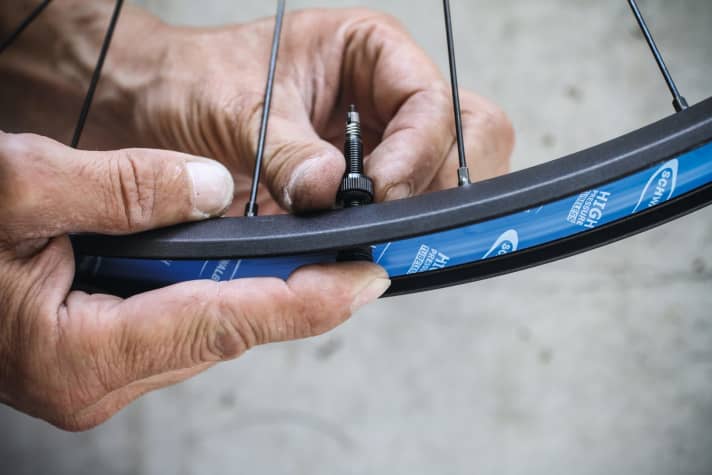 A tight fit in the rim is important for tubeless valves.