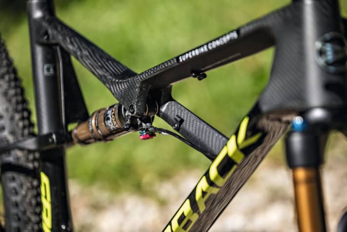 The asymmetrical frame and the filigree shock rocker are immediately noticeable and enable unexpectedly good stiffness values.