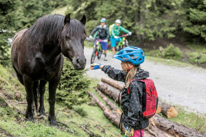 "Papaaa, schau maaal!", flötet Milla, und schmiegt sich schon mit verträumter Miene an das Pony, das malmend am Wegesrand steht. Die Laune meiner Tochter ist gerettet.