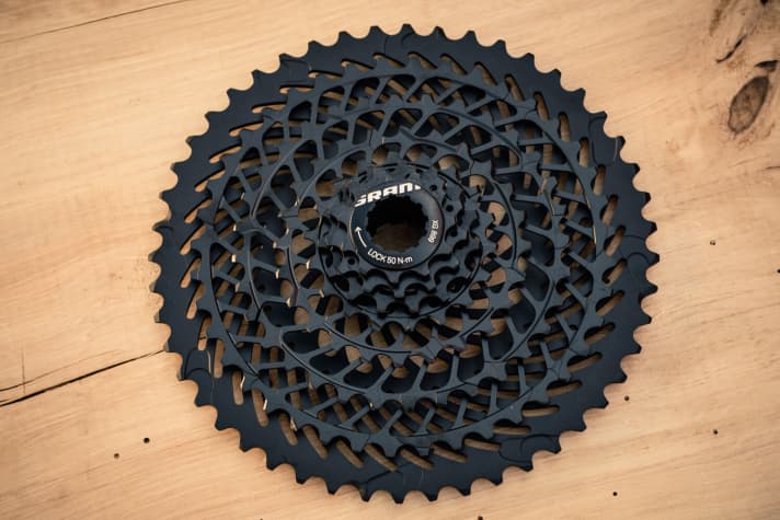   The cassette of the EX1: Only 8 gears at the rear, but 436 per cent gear spread.