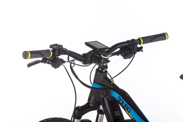   Display-Protection-Concept: Die starke Kröpfung des Lenkers soll am Haibike das empfindliche Display schützen. Das wirkt sich allerdings auch kontraproduktiv auf die Fahrdynamik des Bikes aus. 
