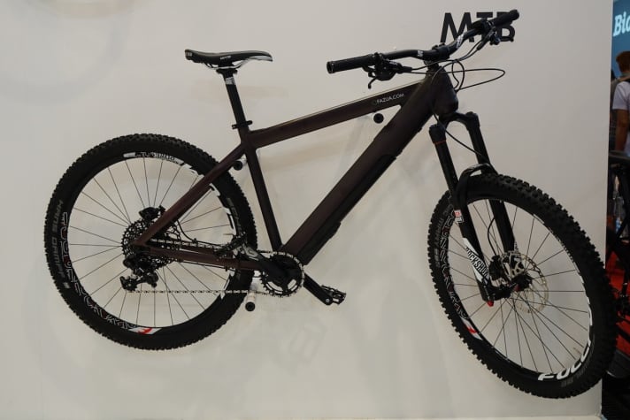   A show bike from Fazua demonstrates the inconspicuous integration of the Evation drive.