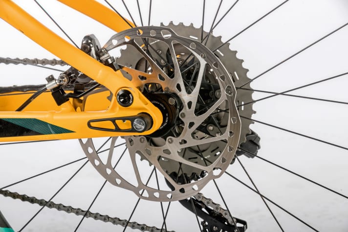   Integration bis ins Detail: Der Scott Speed-Sensor sitzt in der Nabe, die Kabel sind unsichtbar. 