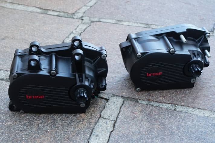   The two different installation variants of the Brose Drive S Mag with different mounting points.