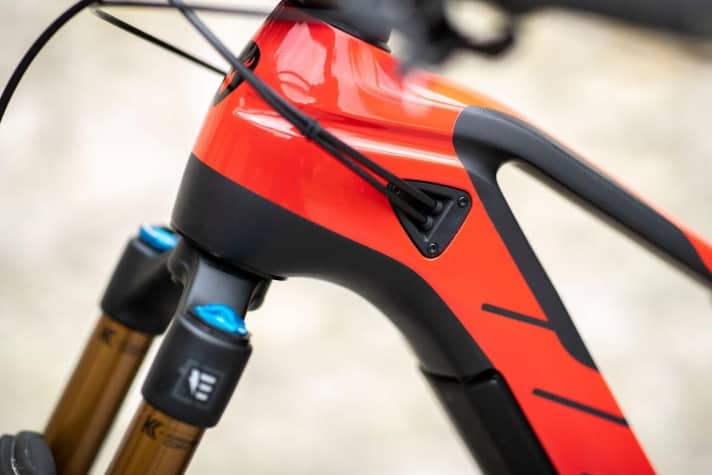   Voluminous head tube, neatly integrated cable routing: the Rotwild RX 750 is elegant and well thought-out.