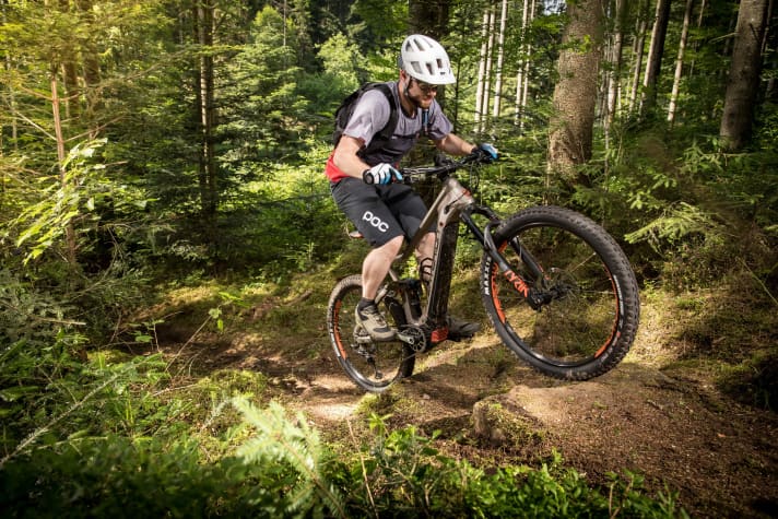   Vollgas die Stufen hoch. Dank der Motorcharakteristik des neuen Bosch Antriebs und der Kombination aus Reifen und Fahrwerk meist kein Problem.