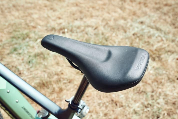   Bergamont E-Trailster Elite: The E-MTB saddle from Ergon impressed all the testers. Comfortable and well supported at the rear.