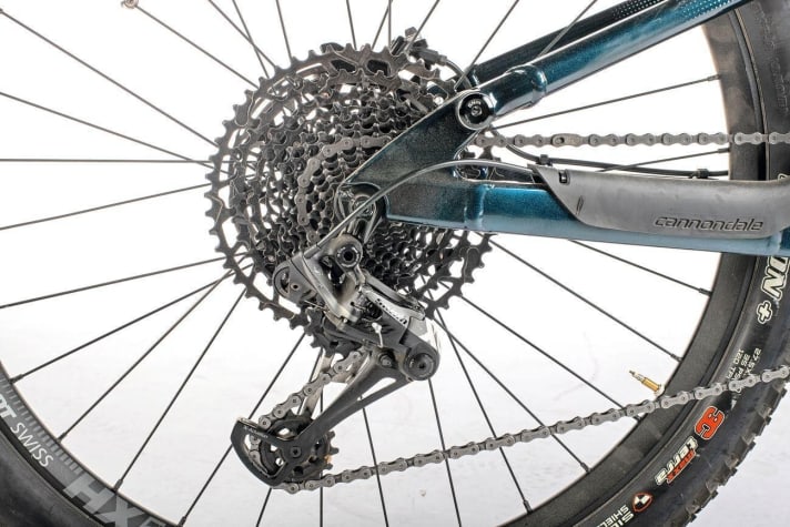   Cannondale Cujo Neo: Sharp mountain gearing: The huge 50 mm sprocket at the rear ensures efficient power transmission on steep climbs. A 34/50 ratio should be standard on all E-MTBs.