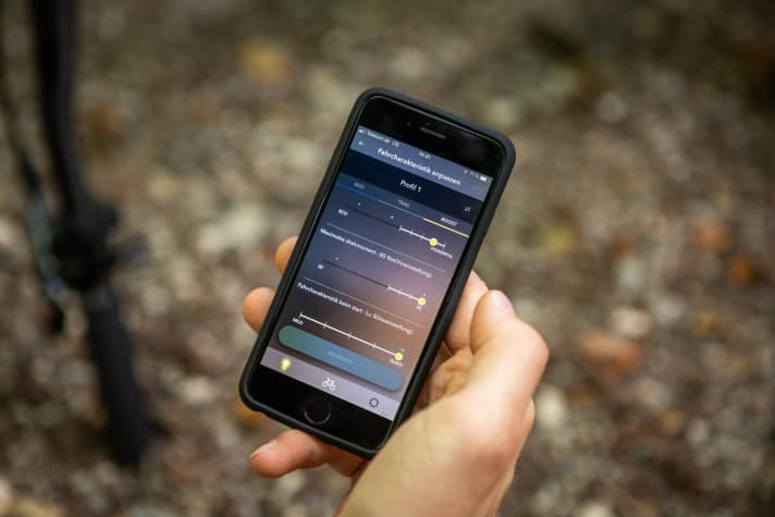   Der Einstellbereich des Boost-Modus am neuen EP8-Motor mit der neuen E-Tube-App von Shimano.