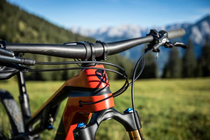   Tidiness is half the battle: On the Rotwild, all external lines and cables run neatly into the openings in the main frame. The electrical cables are barely visible.