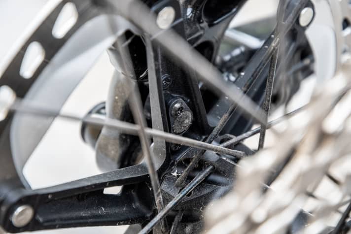   The speed sensor is safely and discreetly hidden in the dropout.