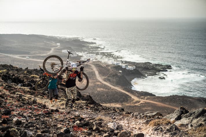   Hike your bike: On Lanzarote, you have to hump your own way down many descents.