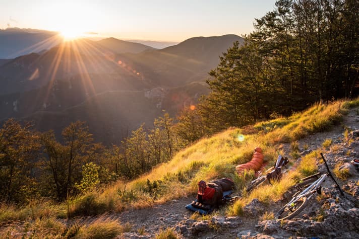   Bivouacking on sharp-edged marble rock has its downsides, but when the sun has set too quickly, you often have no choice.