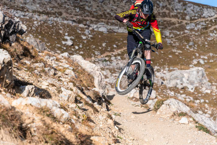  Despite the technical demands, the trails in St. Moritz also offer smooth rolling passages that can sometimes be taken in a jump.