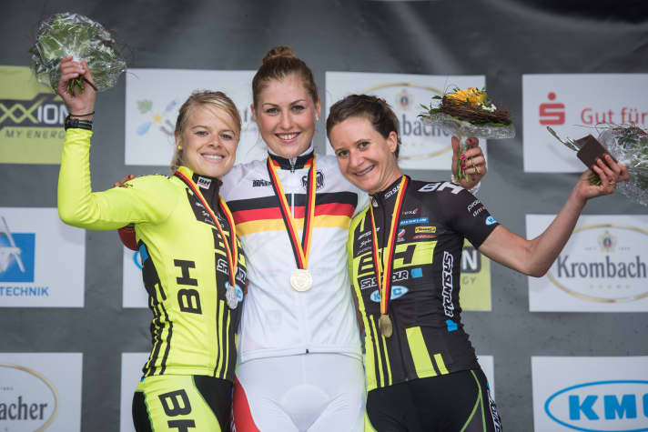   The 2015 women's podium: Helen Grobert became German champion ahead of Hanna Klein and Adelheid Morath.
