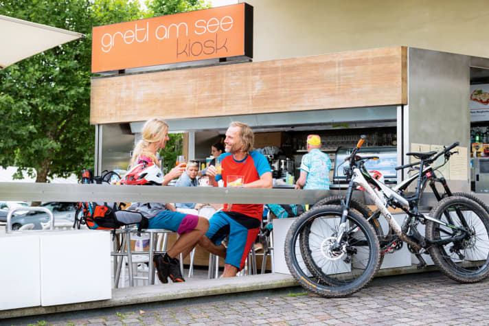   The Gretl-am-See kiosk has delicious snacks and always has an Aperol Spritz at the ready.