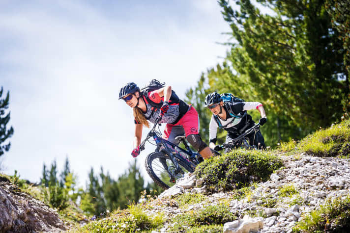   Marble run: The trail from Pass da Costainas to Alp Champatsch high above Val Müstair (day 3) is peppered with countless natural berms.