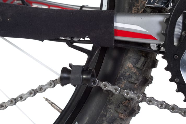   Die Bionicon-Kettenführung ist ein cleveres Teil, das man an jedes Bike montieren kann, bei dem das Schaltseil unter der Kettenstrebe läuft.