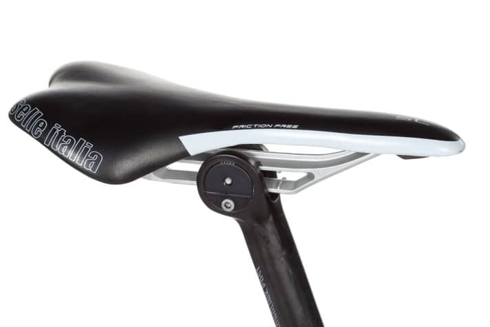   The monorail attachment allows a larger adjustment range and a narrow, low-friction saddle nose.