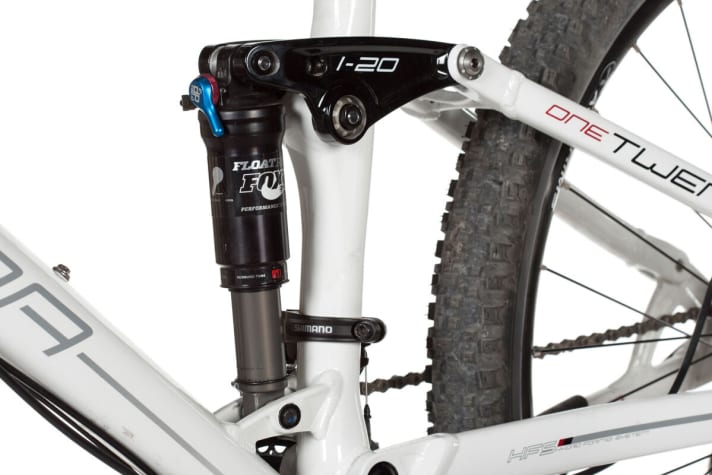   The platform mode on the Fox shock helps the extremely sensitive rear end of the One Twenty to climb without bobbing.