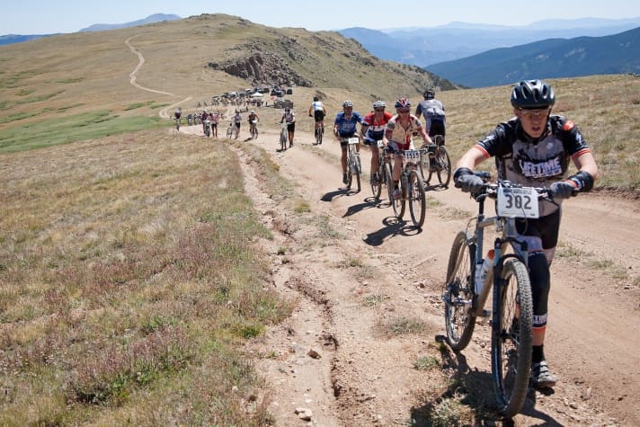   Riders confused by the sun and thin mountain air? Not at all: the Leadville Trail 100 is ridden on the same trail there and back.