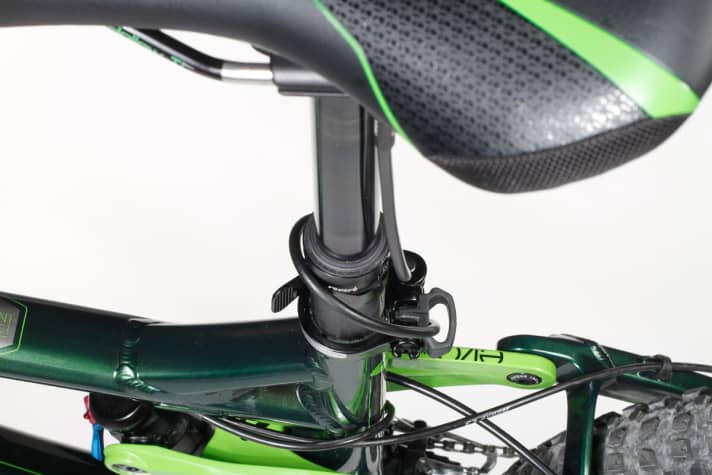   Eine Teleskop-Stütze ist Pflicht in dieser Liga. Bei Trek läuft der Zug gut geführt, noch besser sind die internen Zugverlegungen (bei Reverb Stealth).