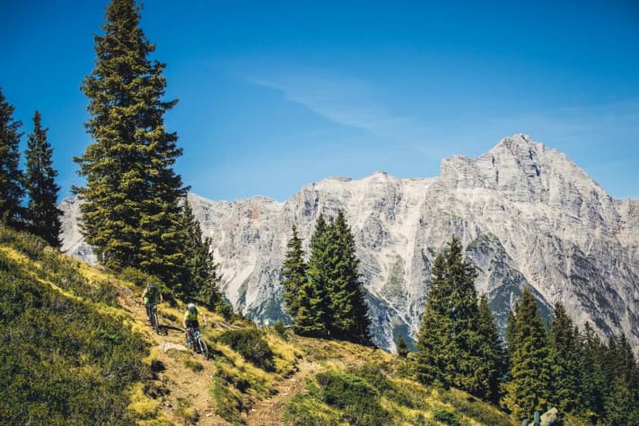   Vor den Leoganger Steinbergen startet der Hangman I-Trail, den man am Ende unserer Bike-Tour passiert.