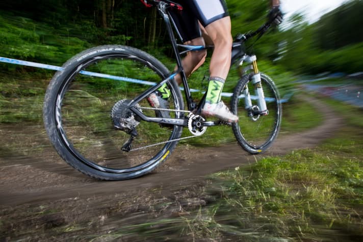   The test setup: With double cranks on a BMC Teamelite.
