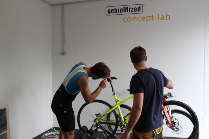   Each saddle is meticulously adjusted to the personal test bike.