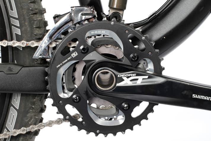   Shimano: Die neue Dreifach-Abstufung mit 40/30/22 Zähnen hat einen ausgezeichneten Berggang. Nur Rose, GT und Ghost fahren weiter mit 42/32/24.