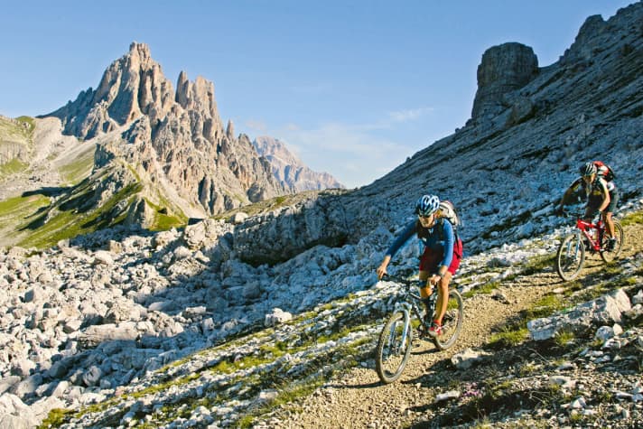   The Fanes Valley is one of the most impressive landscapes in the Dolomites. This tour circumnavigates this "Grand Canyon" from Cortina, passing five wonderfully situated refreshment stops along the way.
