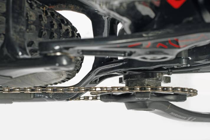   Boost 148: The new rear triangle of the Trek Remedy offers enough space for wide tyres (up to 2.4 inches) and triple cranks or single cranks with up to 38 teeth.