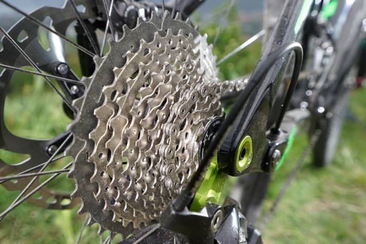   XT-Kassette mit 11-40 Zähnen. 42 Zähne bleiben der Einfach-Version vorbehalten.