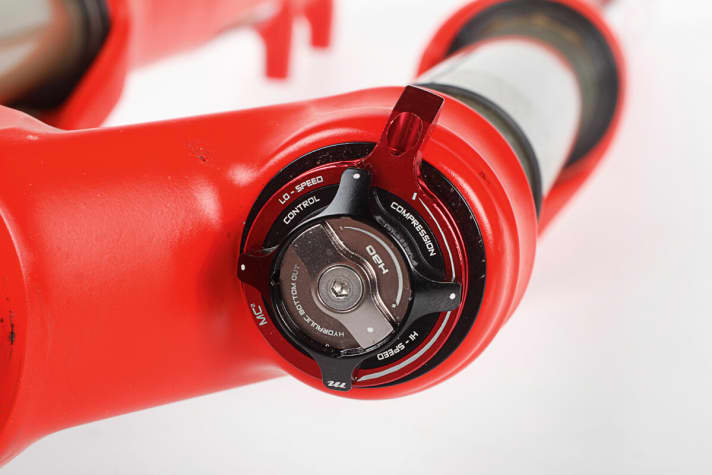   The Manitou Mattoc combines many adjustment options in a small space, but quickly overwhelms the rider. The buttons could be easier to operate.