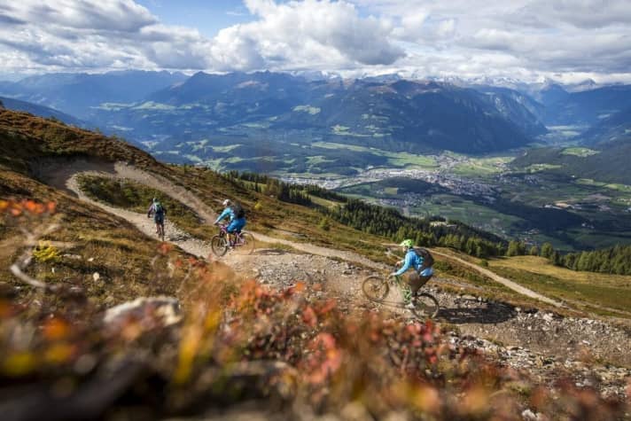   The built mountain bike trails at Kronplatz