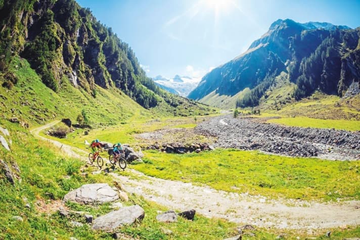   Am Talschluss des Habachtals: Viel näher kommt man als Biker den Eisriesen nicht.