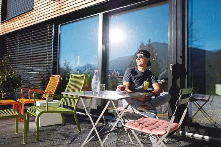   Best view: From the terrace of his house, Schurter has a clear view of the sensational landscape where he discovered the magic of mountain biking as a youngster.  