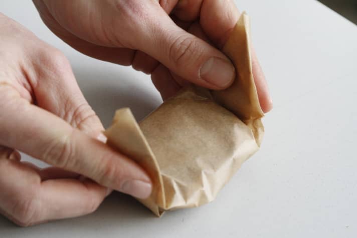  ...and folded under the latch.