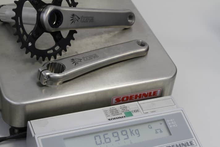   Compared to other top cranks on the market, the weight of the titanium cranks is rather sobering.