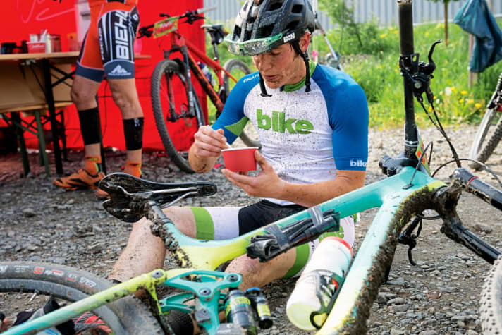   After the marathon is before the DH qualifier. Quickly replenish your energy stores.