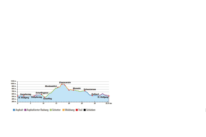   Elevation profile mountain bike tour "Alpine pastures above Lake Wolfgangsee"