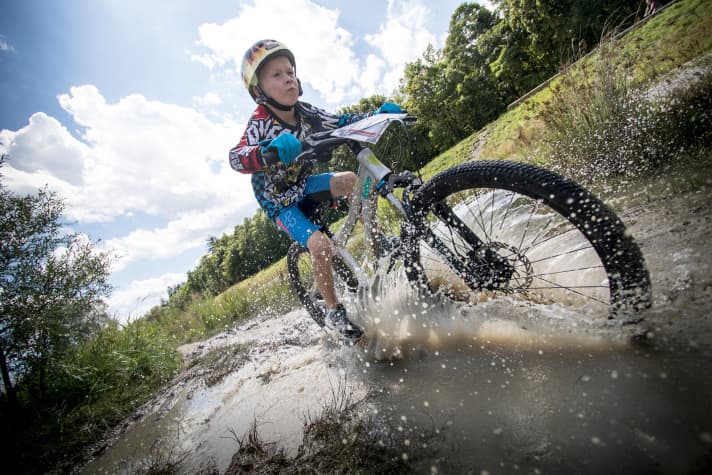   With parental permission through the puddle - Yeah!