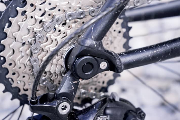   Transalp Ambition Team X12 4.0: The X12 stub axle system on the rear triangle increases stiffness.