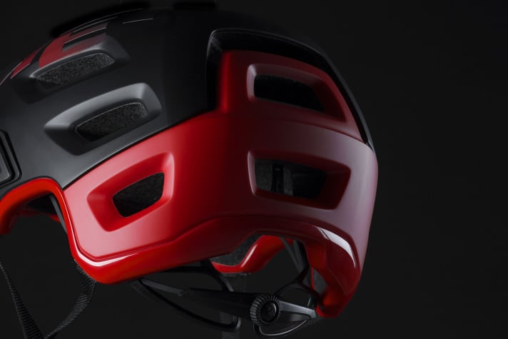   The helmet shell is pulled down low at the most important points.