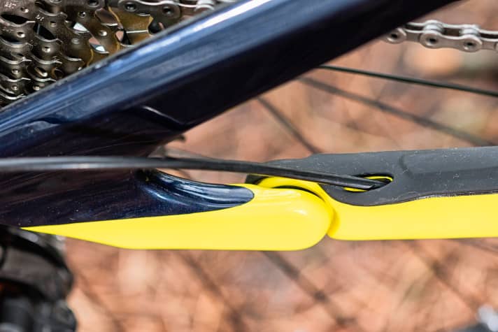   Die versteckten, einseitigen Lager an Ketten- und Sitzstreben geben dem Slayer eine eigene Optik. 