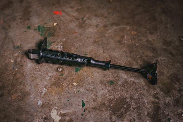   The SWAT kit with mini-tool and chain tool can also be retrofitted to other bikes and sits rattle-free in the head tube of the fork.